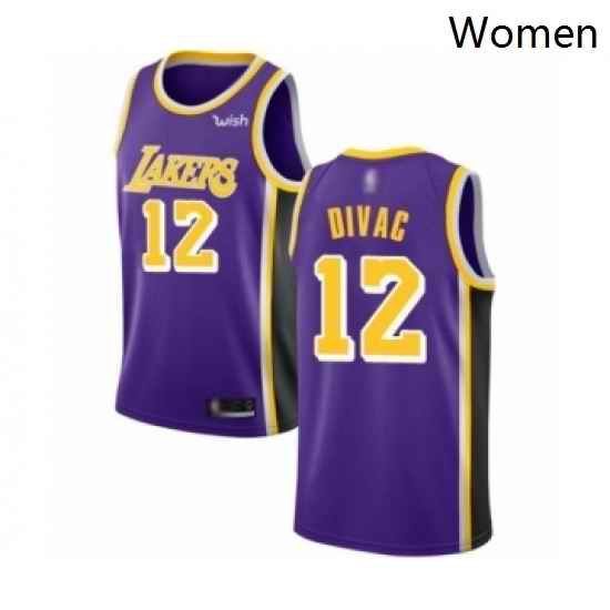 Womens Los Angeles Lakers 12 Vlade Divac Authentic Purple Basketball Jerseys Icon Edition